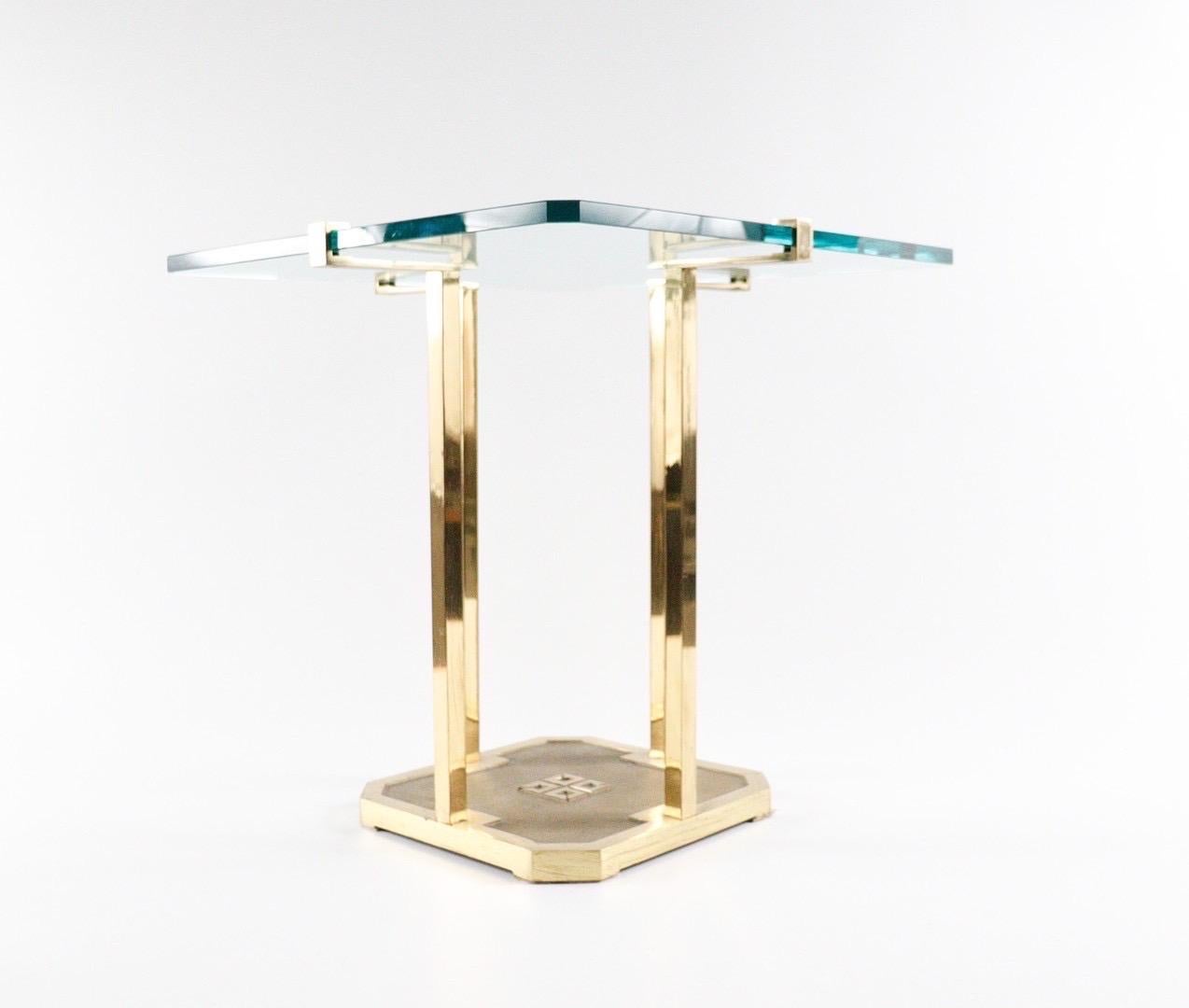 Side Table by Peter Ghyczy for Ghyczy + Co Design, Polished Brass and Glass 1970 In Good Condition For Sale In Basel, BS