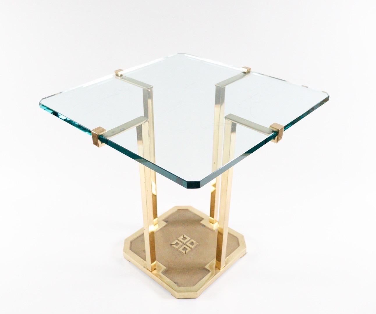 Side Table by Peter Ghyczy for Ghyczy + Co Design, Polished Brass and Glass 1970 For Sale 2