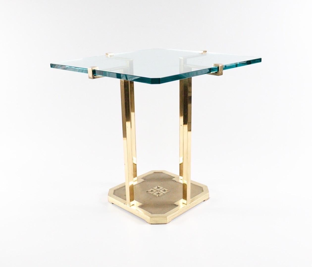 Side Table by Peter Ghyczy for Ghyczy + Co Design, Polished Brass and Glass 1970 For Sale 3