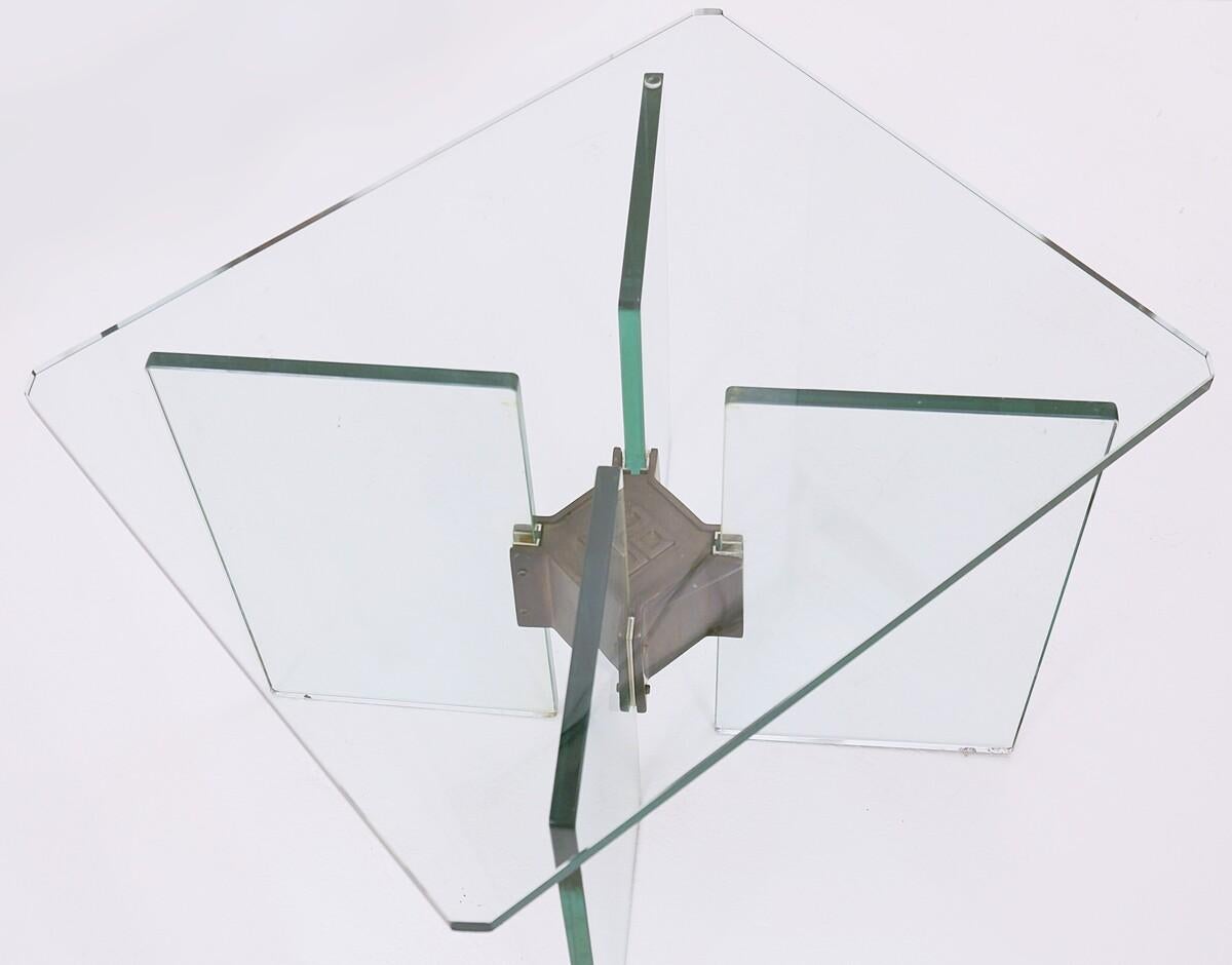 Side Table by Peter Ghyczy, Glass & Brass, Germany, 1970s 6