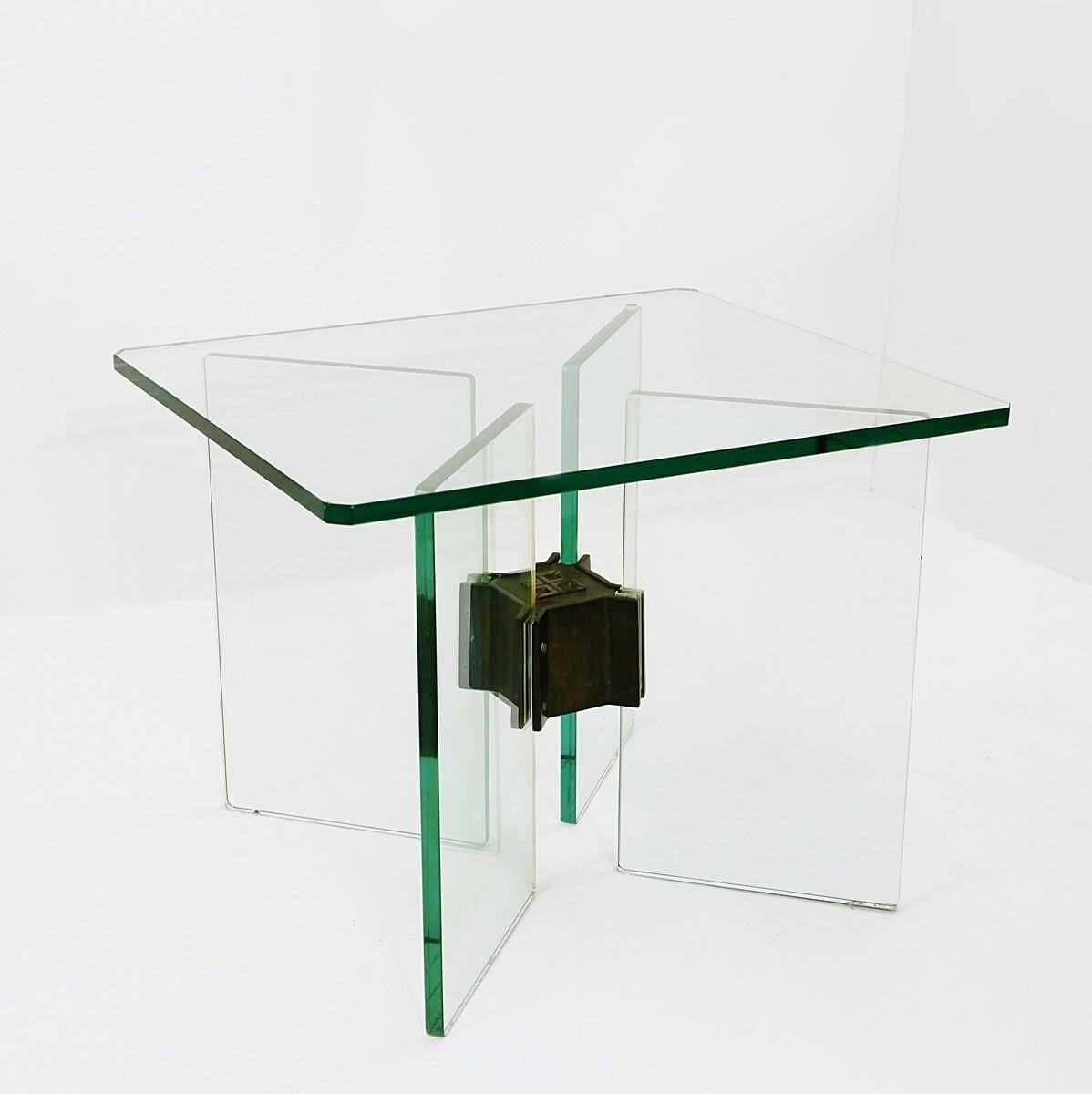 Side Table by Peter Ghyczy, Glass & Brass, Germany, 1970s 7