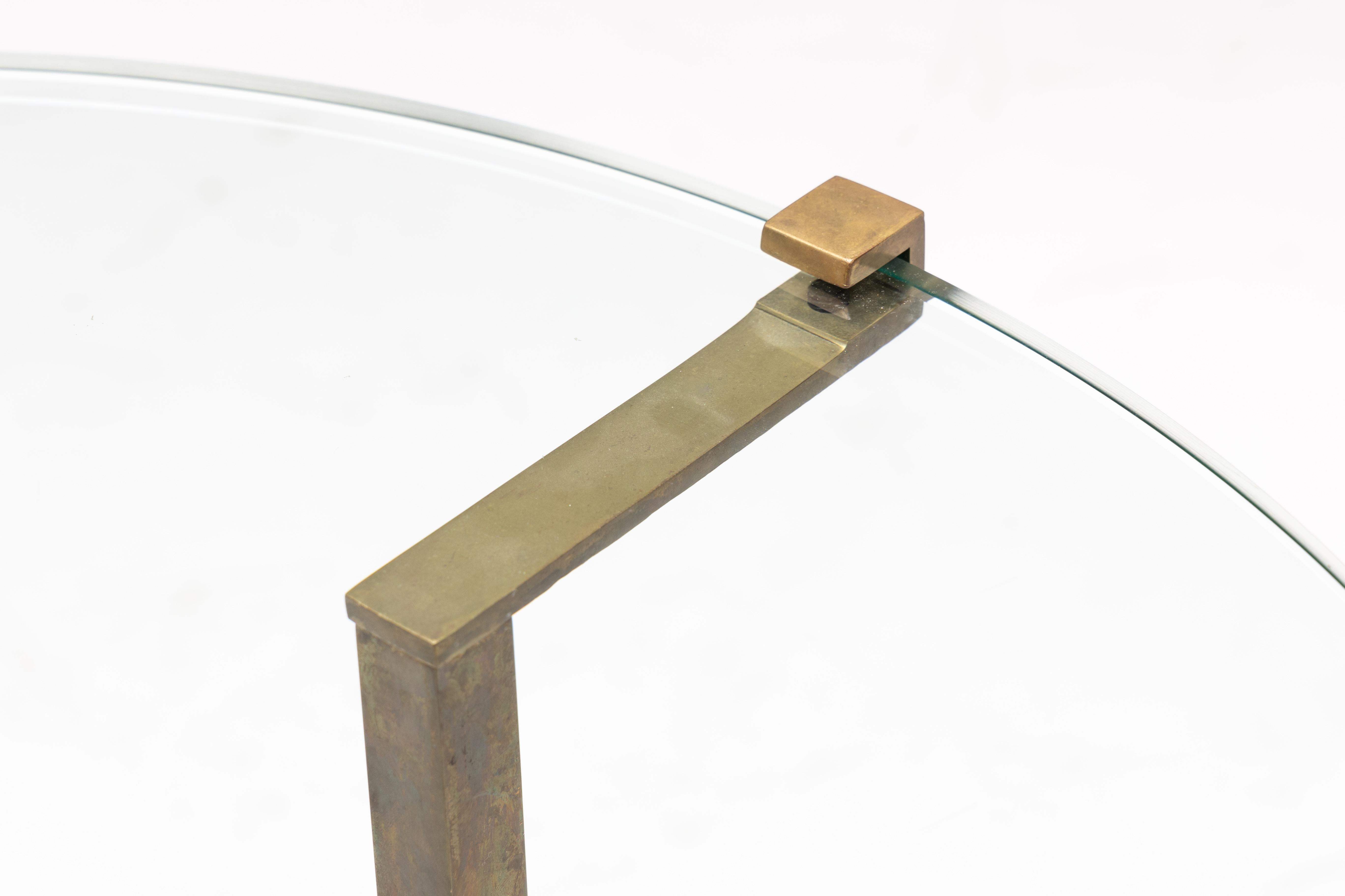 Side Table by Peter Ghyczy in Brass and Glass, Netherlands, 1970s For Sale 2