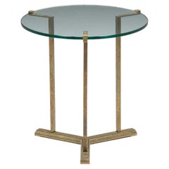 Vintage Side Table by Peter Ghyczy in Brass and Glass, Netherlands, 1970s