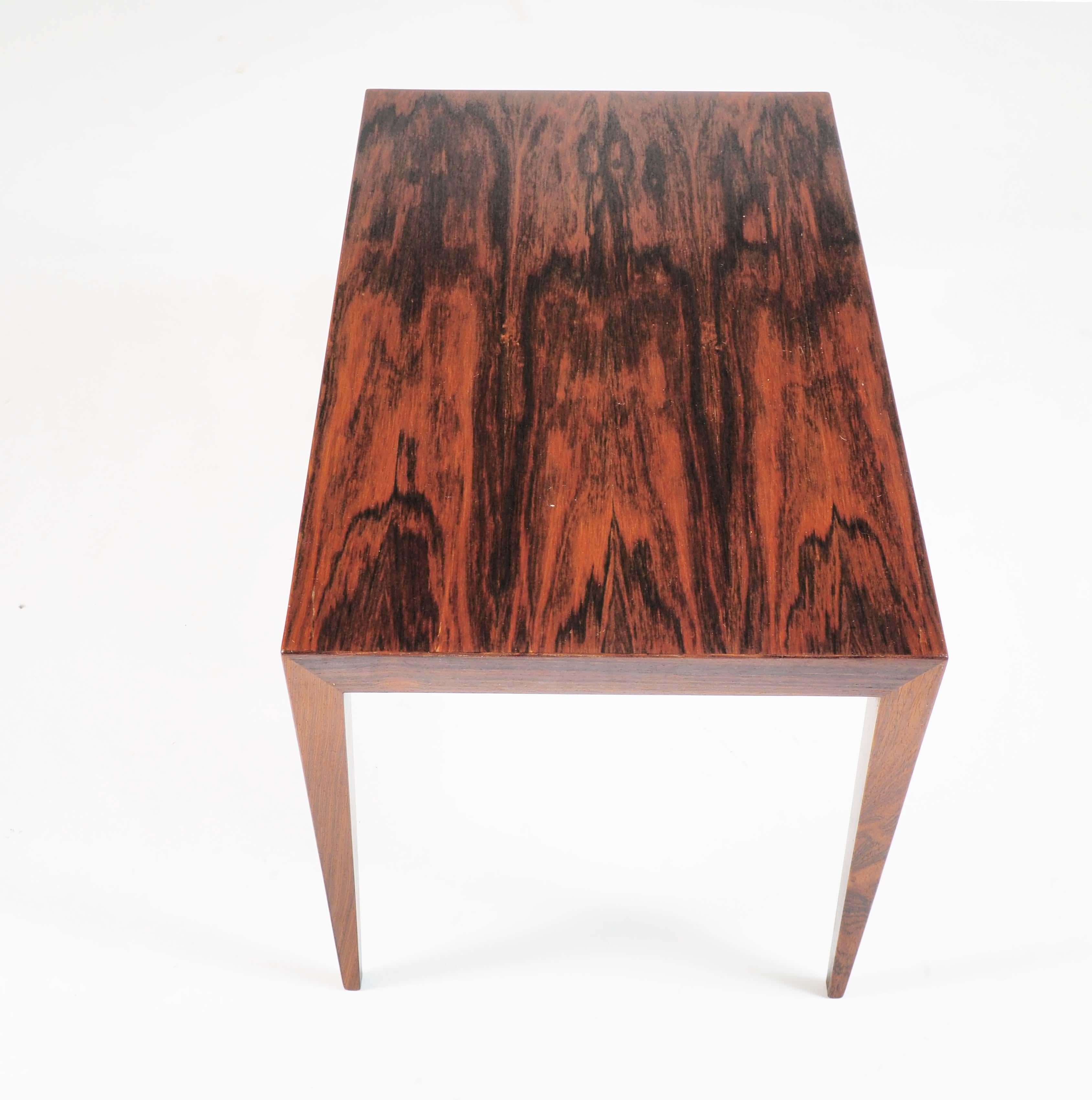 Rosewood Side Table by Severin Hansen for Haslev Møbelsnedkeri, Denmark For Sale