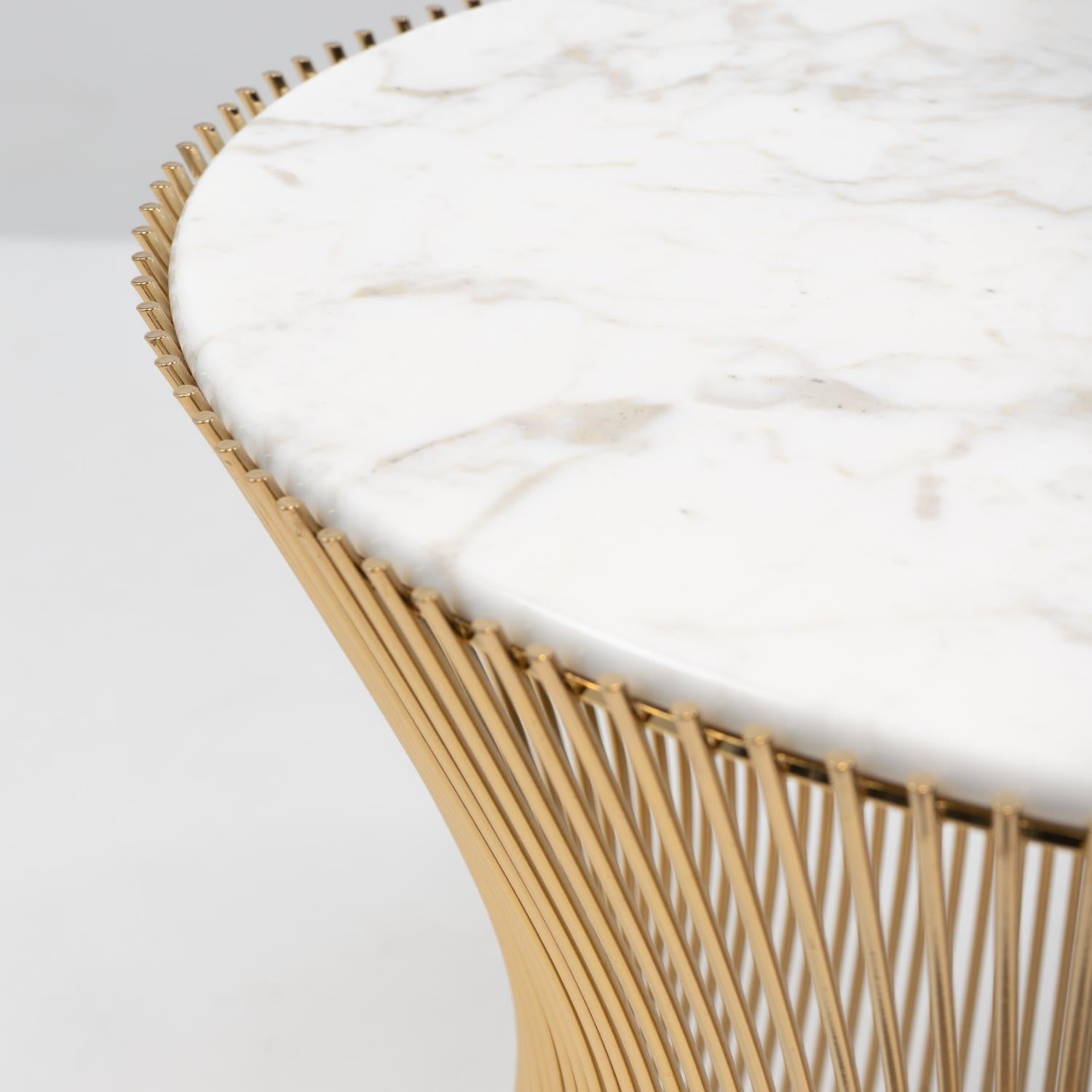 Side Table by Warren Platner for Knoll Int, calacatta marble top 18k Gold plated In condizioni buone in vendita a Renens, CH