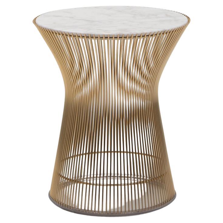 Side Table by Warren Platner for Knoll Int, calacatta marble top 18k Gold plated in vendita