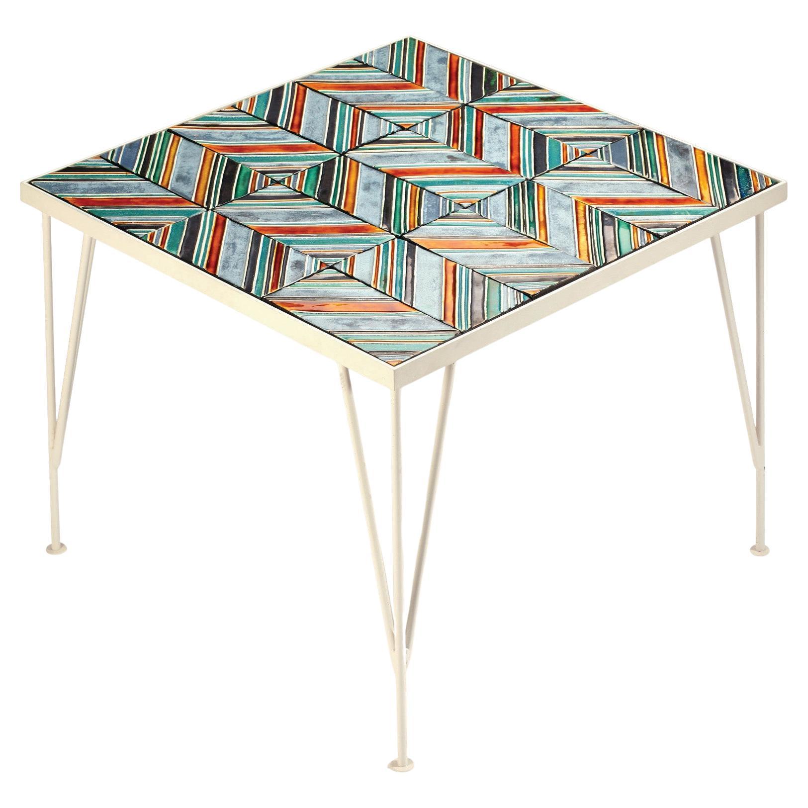 Vernissé Table d'appoint Caldas Jade Patterm avec carreaux portugais pour l'extérieur en vente