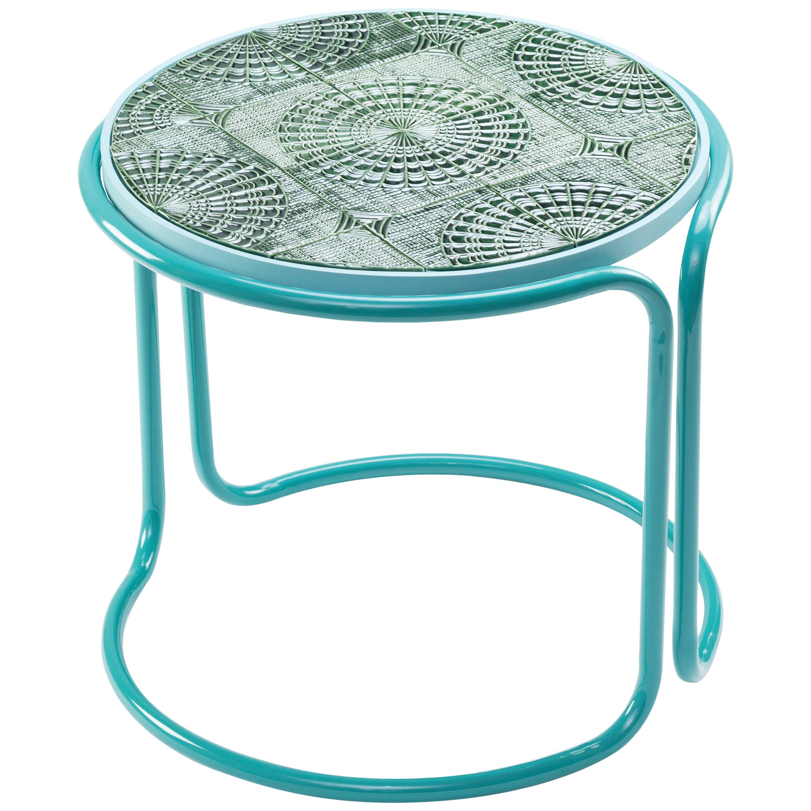 Side Table Caldas Tubular with Portuguese Tiles