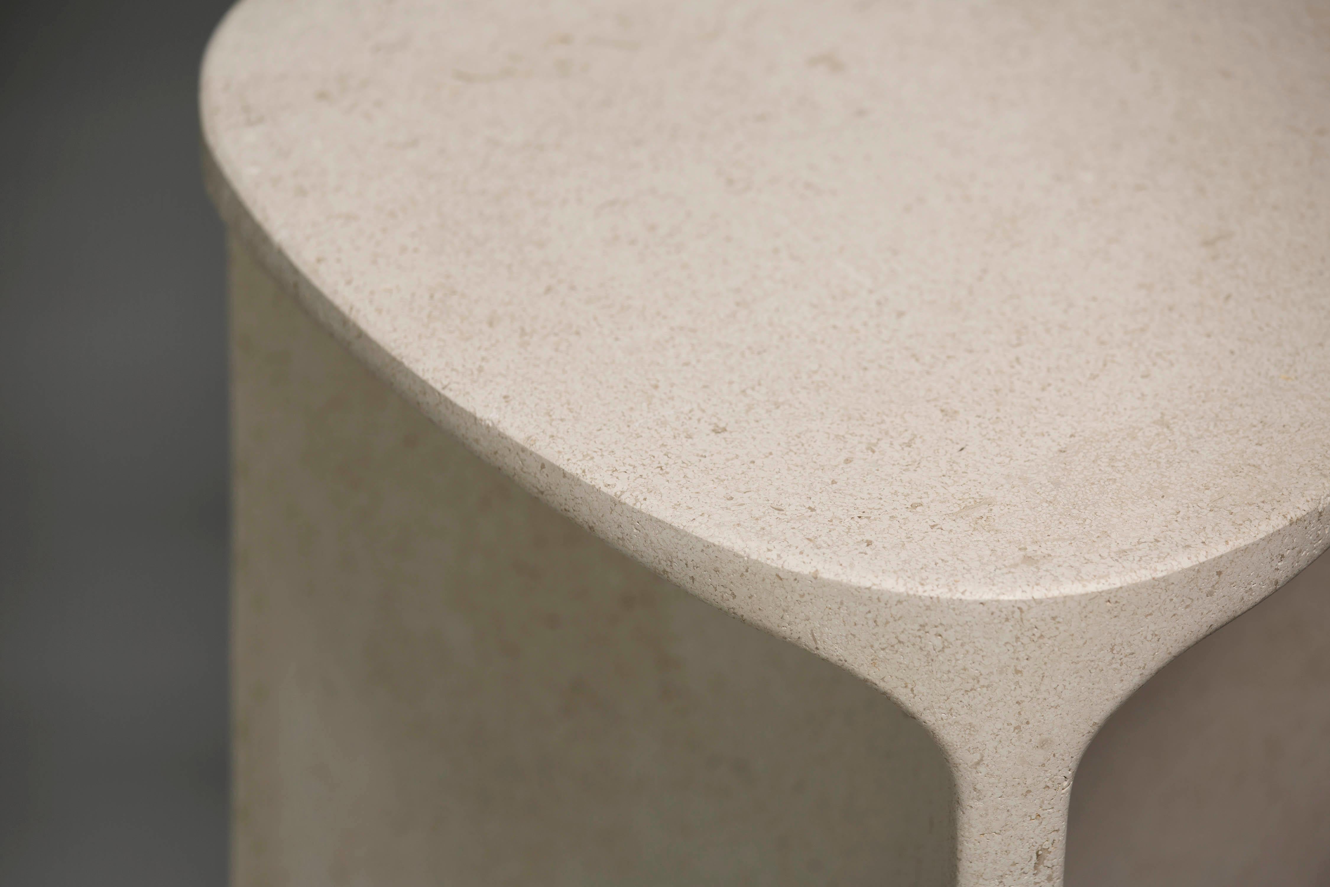 Modern Side table Carv Tall in Chauvigny stone by Daniel Fintzi for Formar For Sale