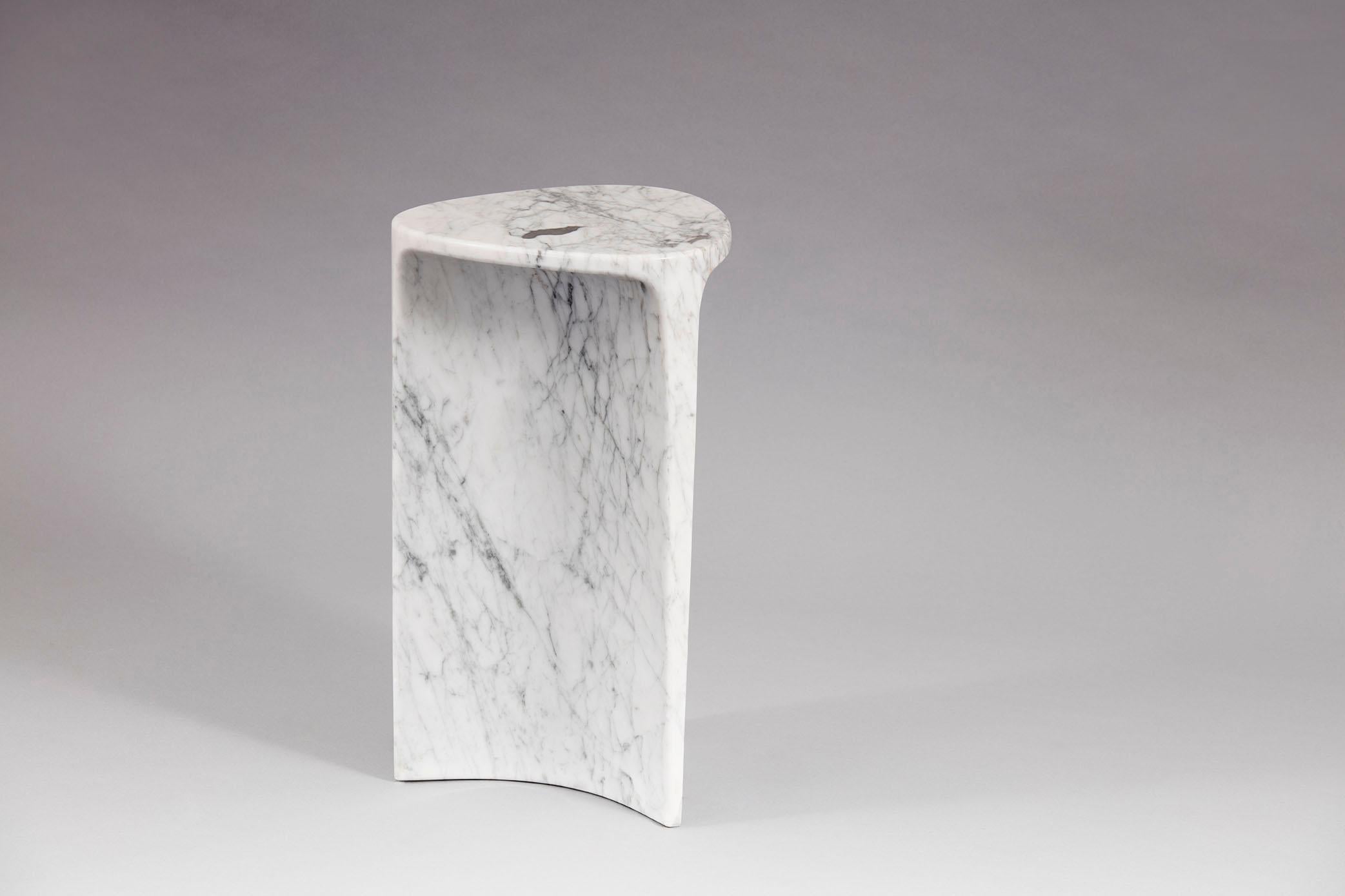 Carved Side table Carv Tall in Chauvigny stone by Daniel Fintzi for Formar For Sale