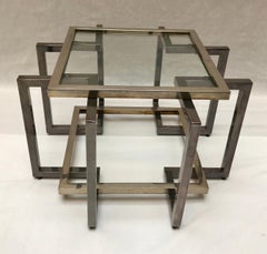 Side Table Chrome and Brass, Willy Rizzo, 1970