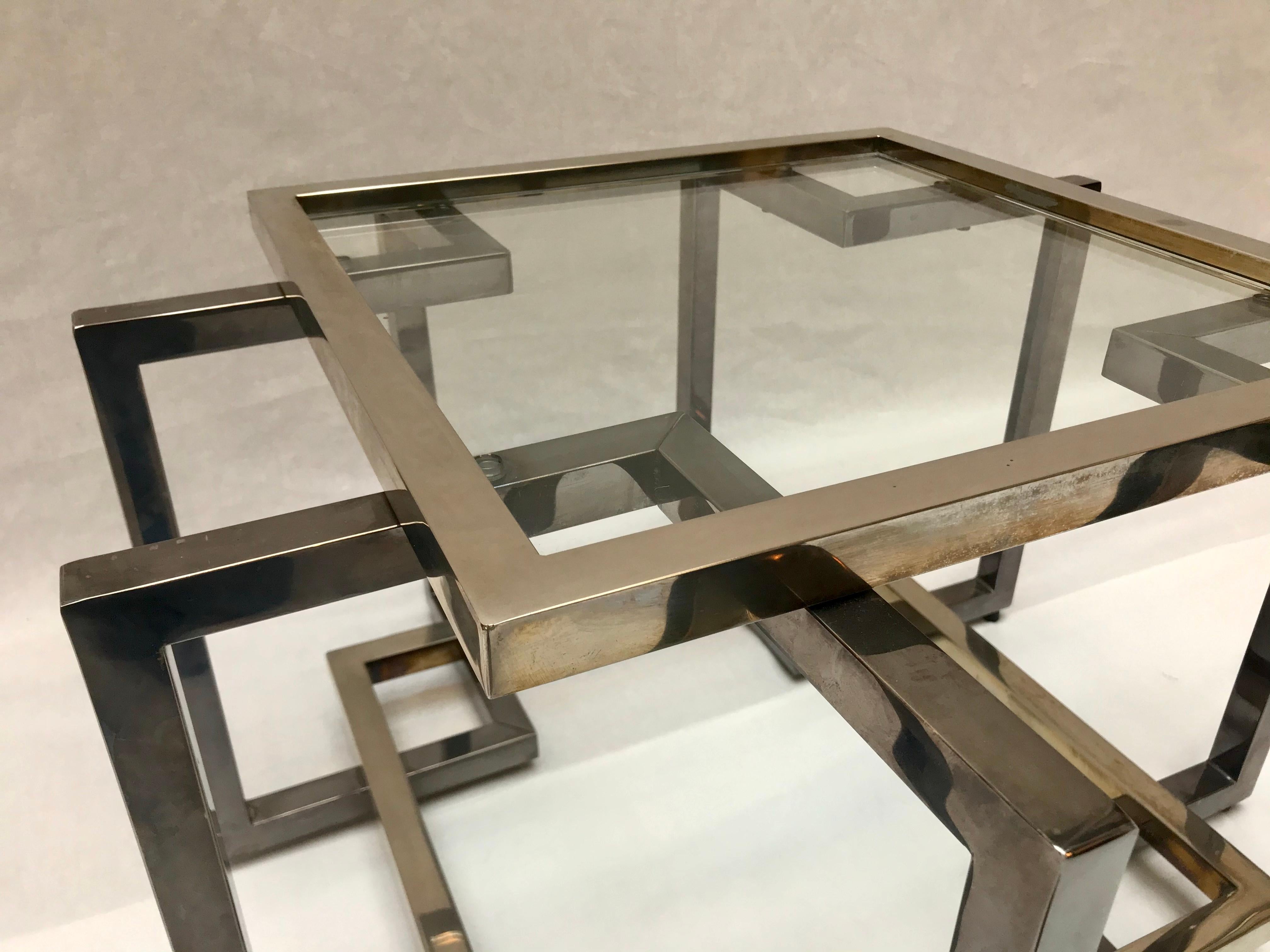 Side Table Chrome and Brass, Willy Rizzo, 1970 In Good Condition For Sale In Saint-Ouen, FR