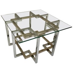 Side Table Chrome and Brass, Willy Rizzo, 1970