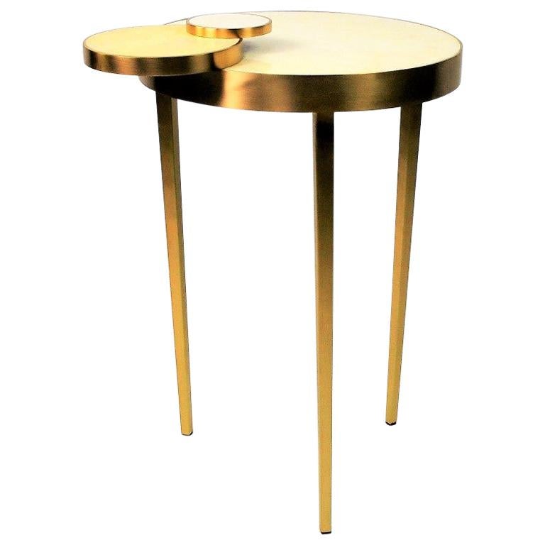 Side Table CIRCULO in Rock Crystal and Brass by Ginger Brown For Sale