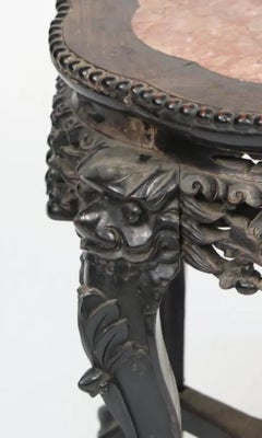 Side table, console, pedestal - carved wood and marble - China - 19th