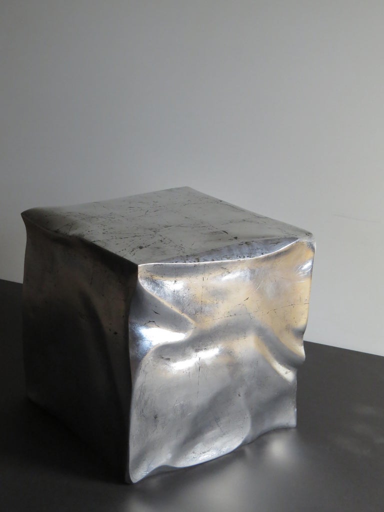 Side Table Cube in Organic Silvered Design Handmade in Germany For Sale ...