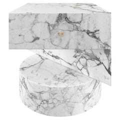 Side-Table, White Marble Circle, Square, Triangle 45x45x45cm handcrafted pc1/1