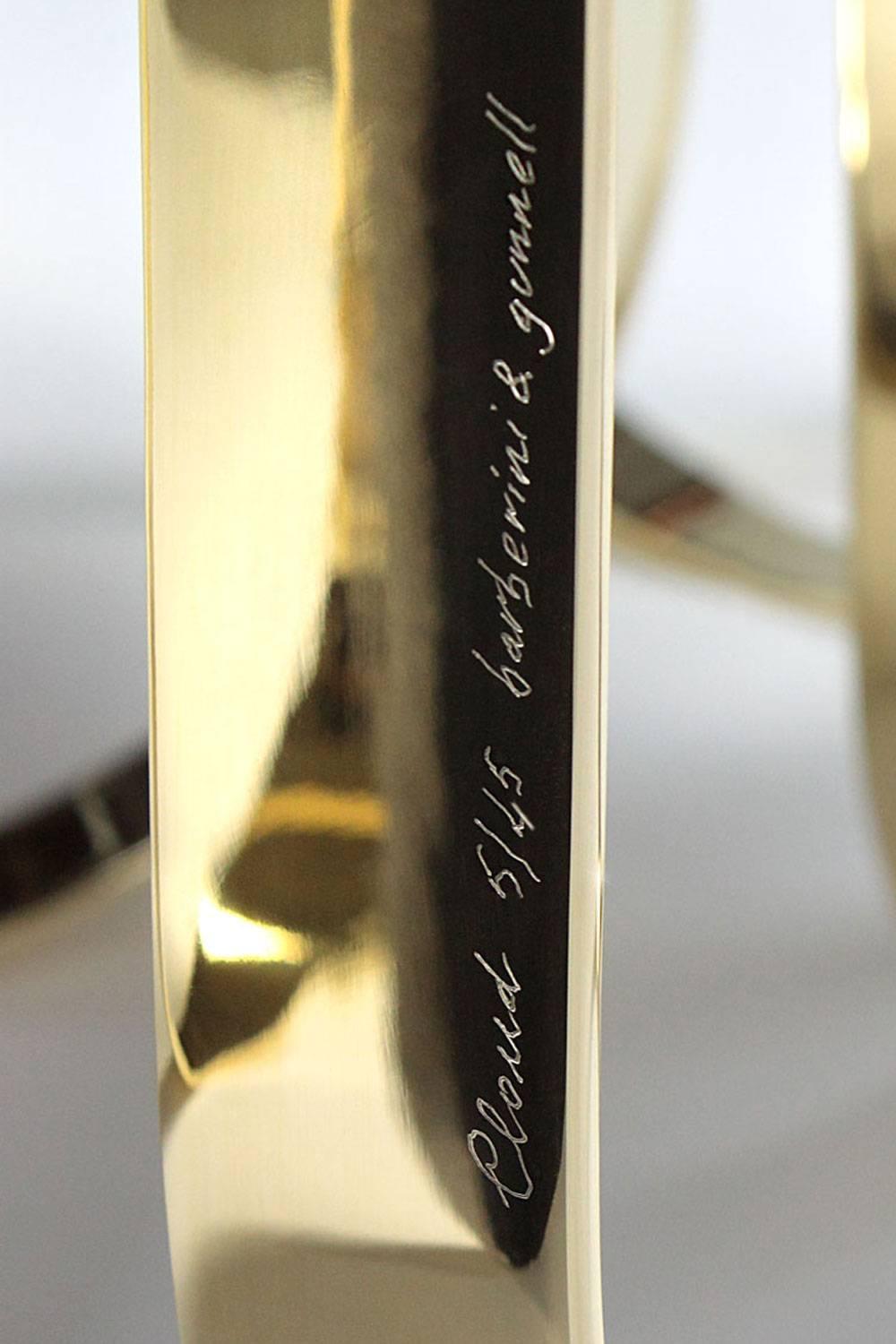 Beistelltisch Gebogenes Design Schwarze Marmorplatte Spiegel Stahl Ringe Struktur Italien im Zustand „Neu“ im Angebot in Ancona, Marche