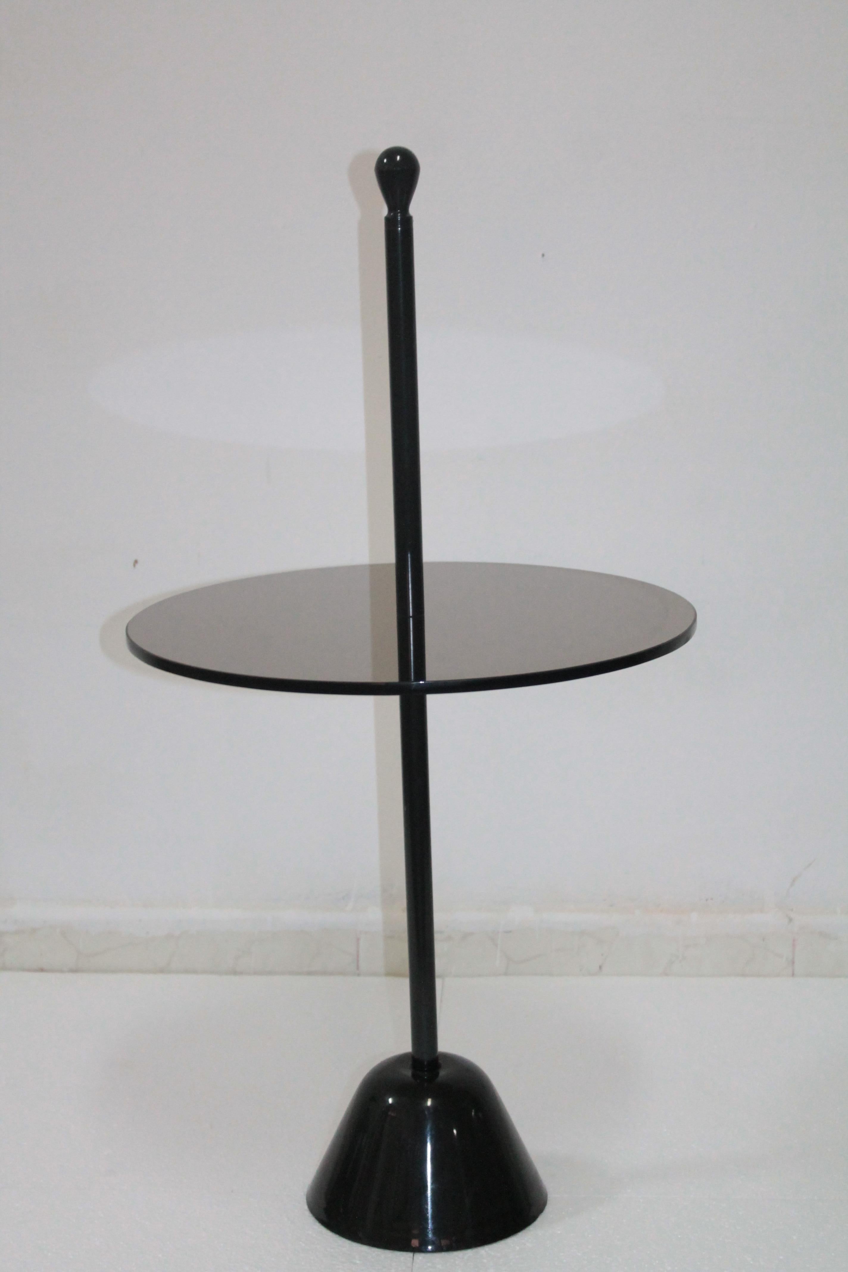 Italian Side Table Design Achille Castiglioni for Zanotta 1970s Smoked Glass