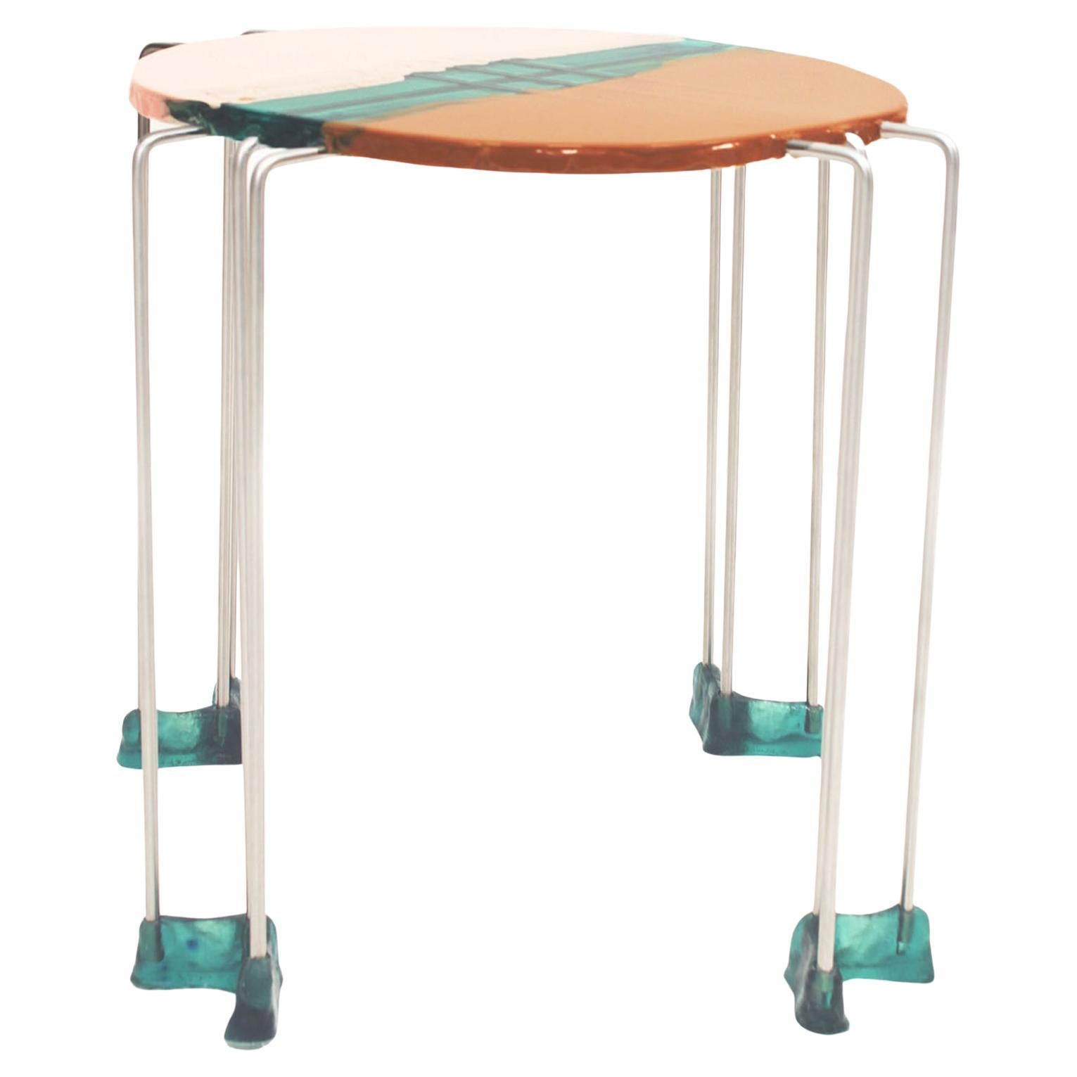 Colored Round Side Table by Gaetano Pesce, Fish Design Collection For Sale