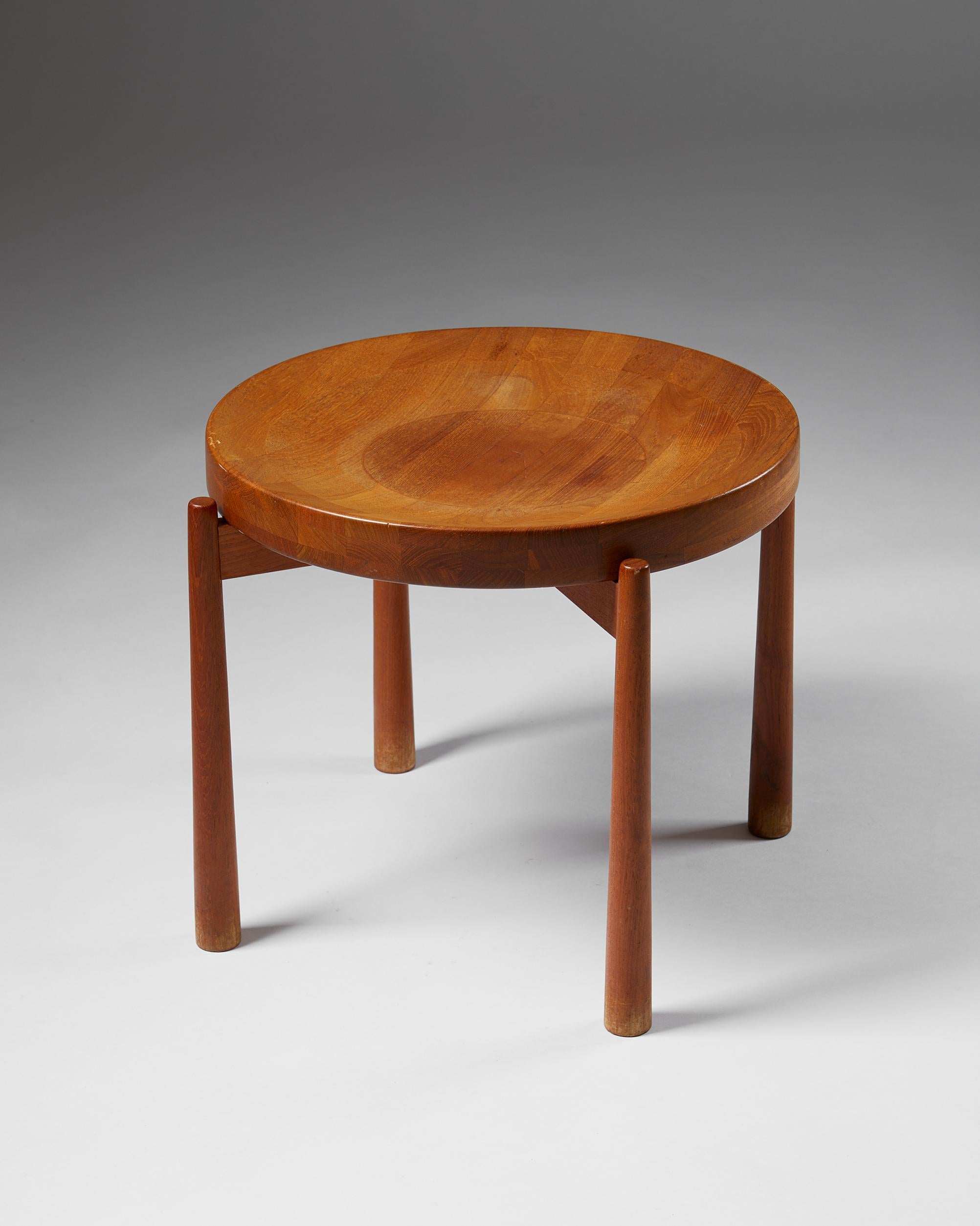 Carved Teak Side Table Designed by Jens Harald Quistgaard, Denmark, 1950s For Sale