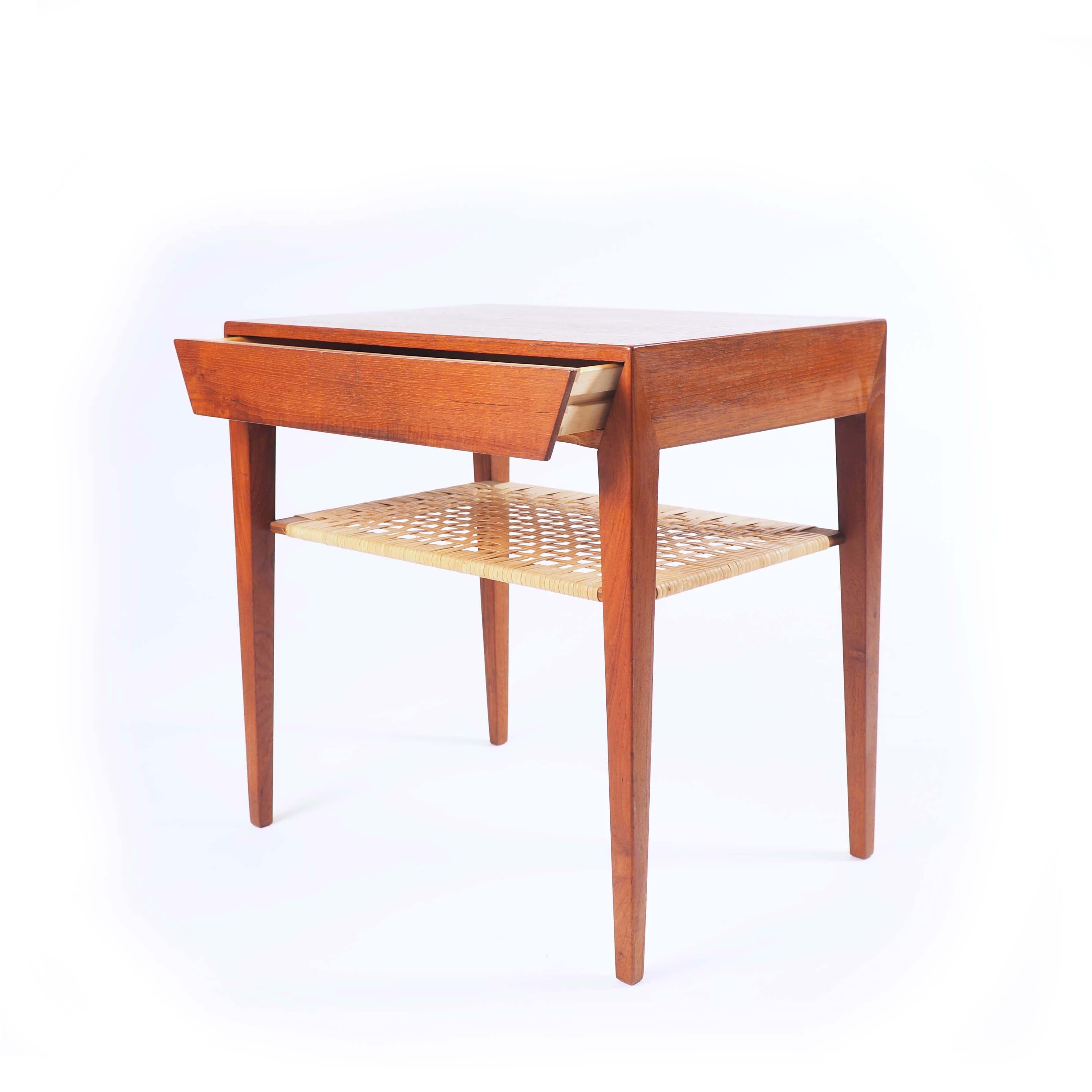 Cane Side Table Designed by Severin Hansen for Haslev Møbelsnedkeri, Denmark For Sale
