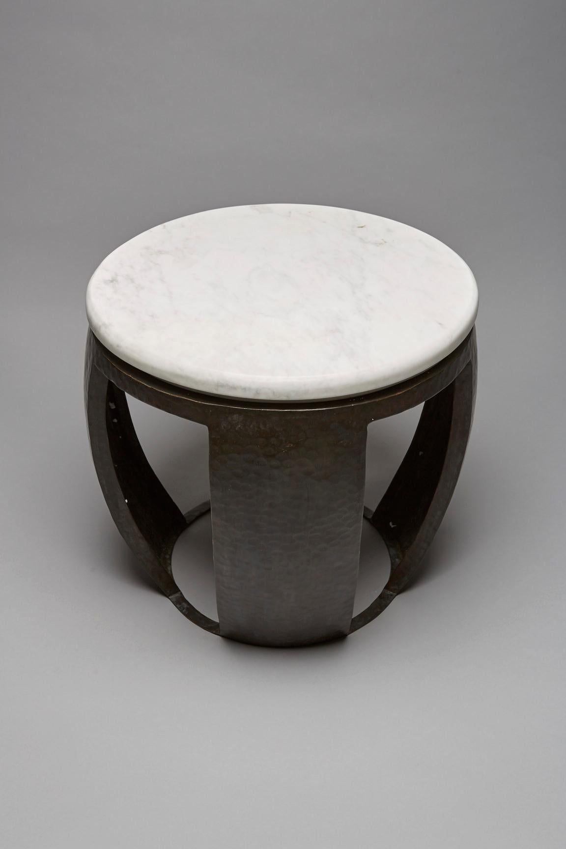Hammered Side Table, Drum by Reda Amalou Design For Sale