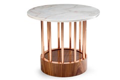 Eileen Beistelltisch aus Messing, Holz und Marmor