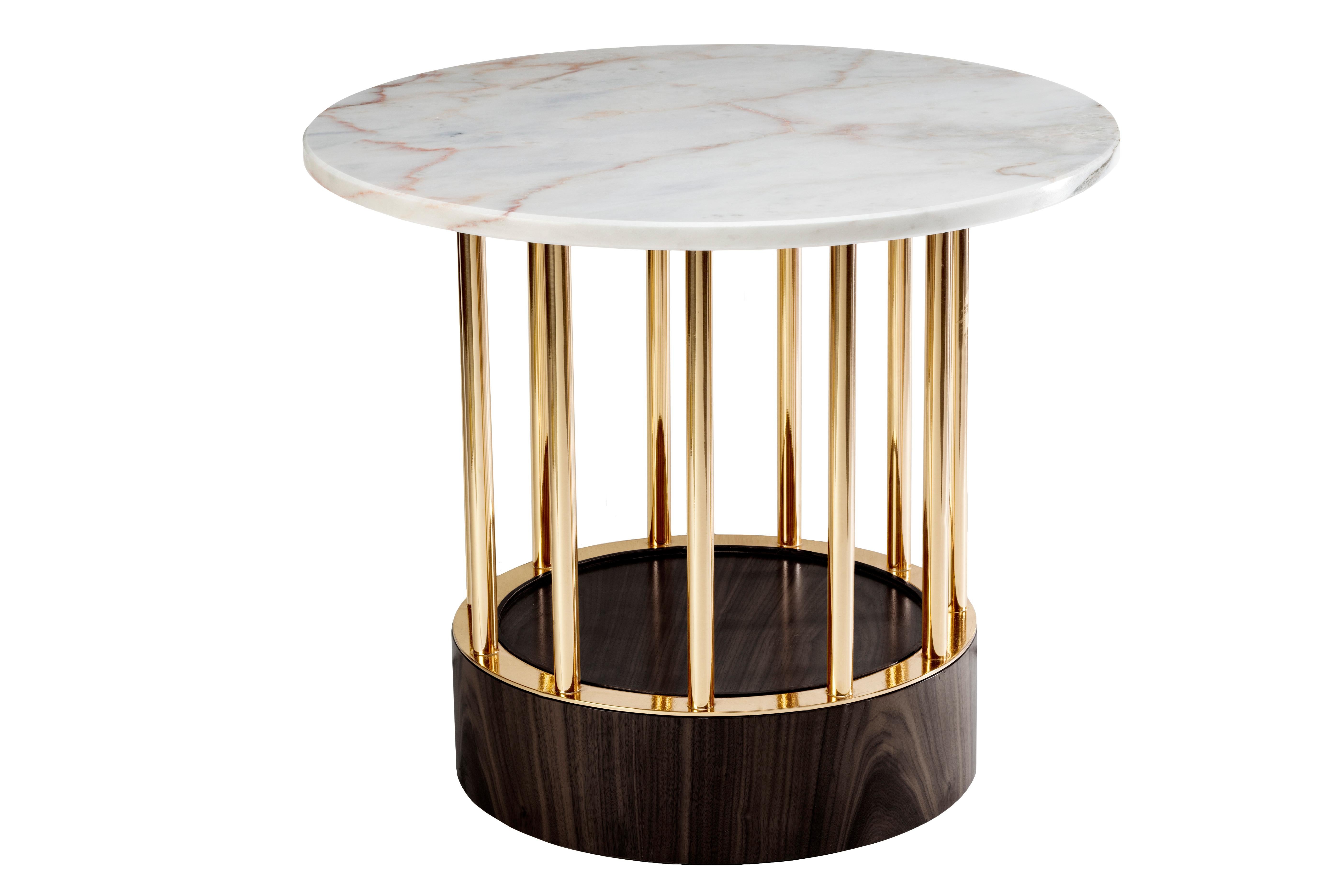 Table d'appoint Eileen en marbre, métal laqué et contreplaqué Neuf - En vente à Lisbon, PT
