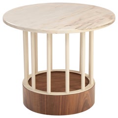 Side Table Eileen in Marble, Lacquered Metal and Plywood