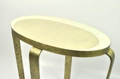 Side Table Eliptus in Shagreen and Textured Brass by Ginger Brown