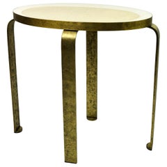 Side Table Eliptus in Shagreen and Textured Brass by Ginger Brown