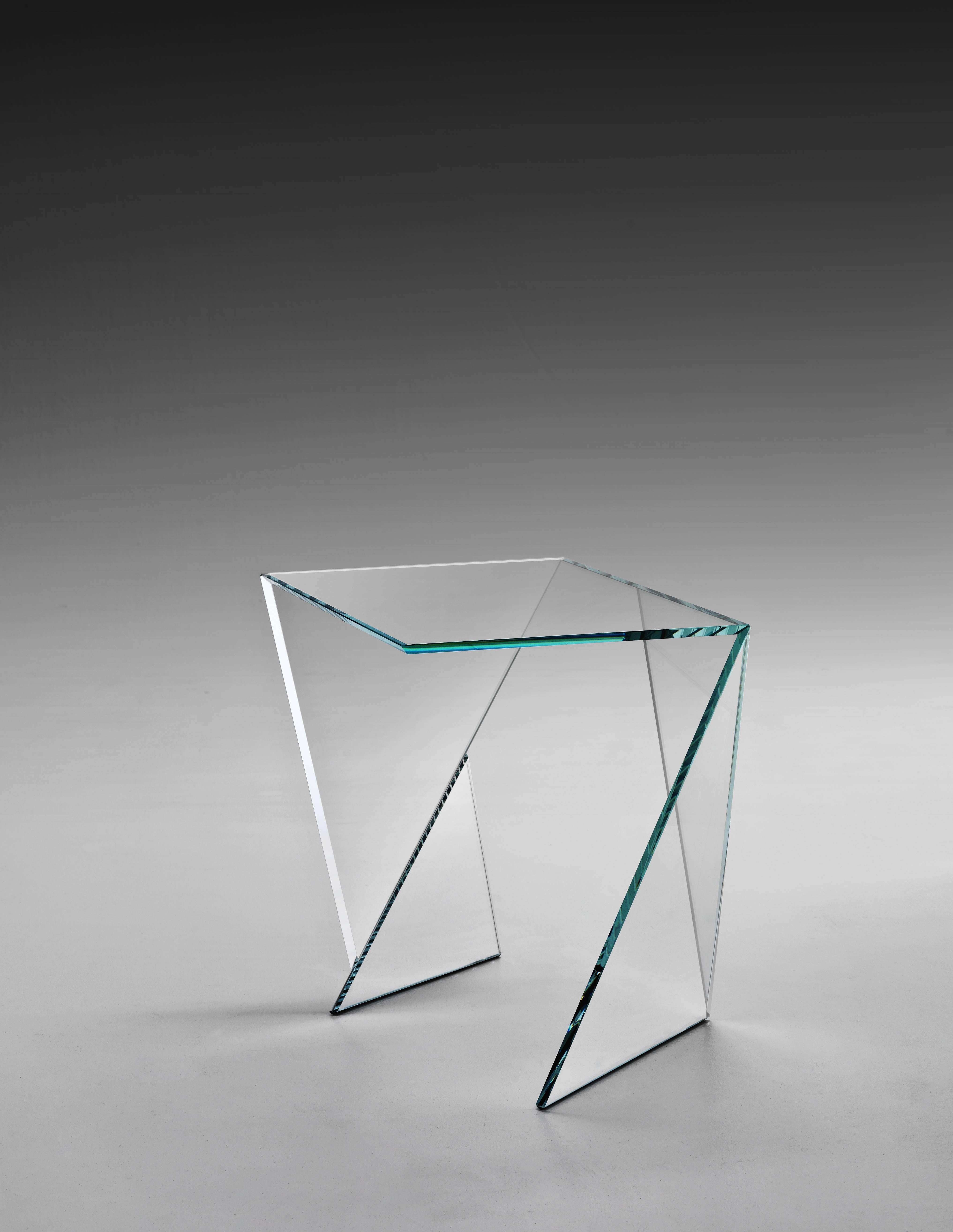 Modern Side Table End Table Glass Crystal Limited Edition Contemporary Italian Design For Sale