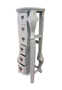 Mesa auxiliar/mesita de entrada con seis cajones, creada a partir de piezas de madera recuperadas