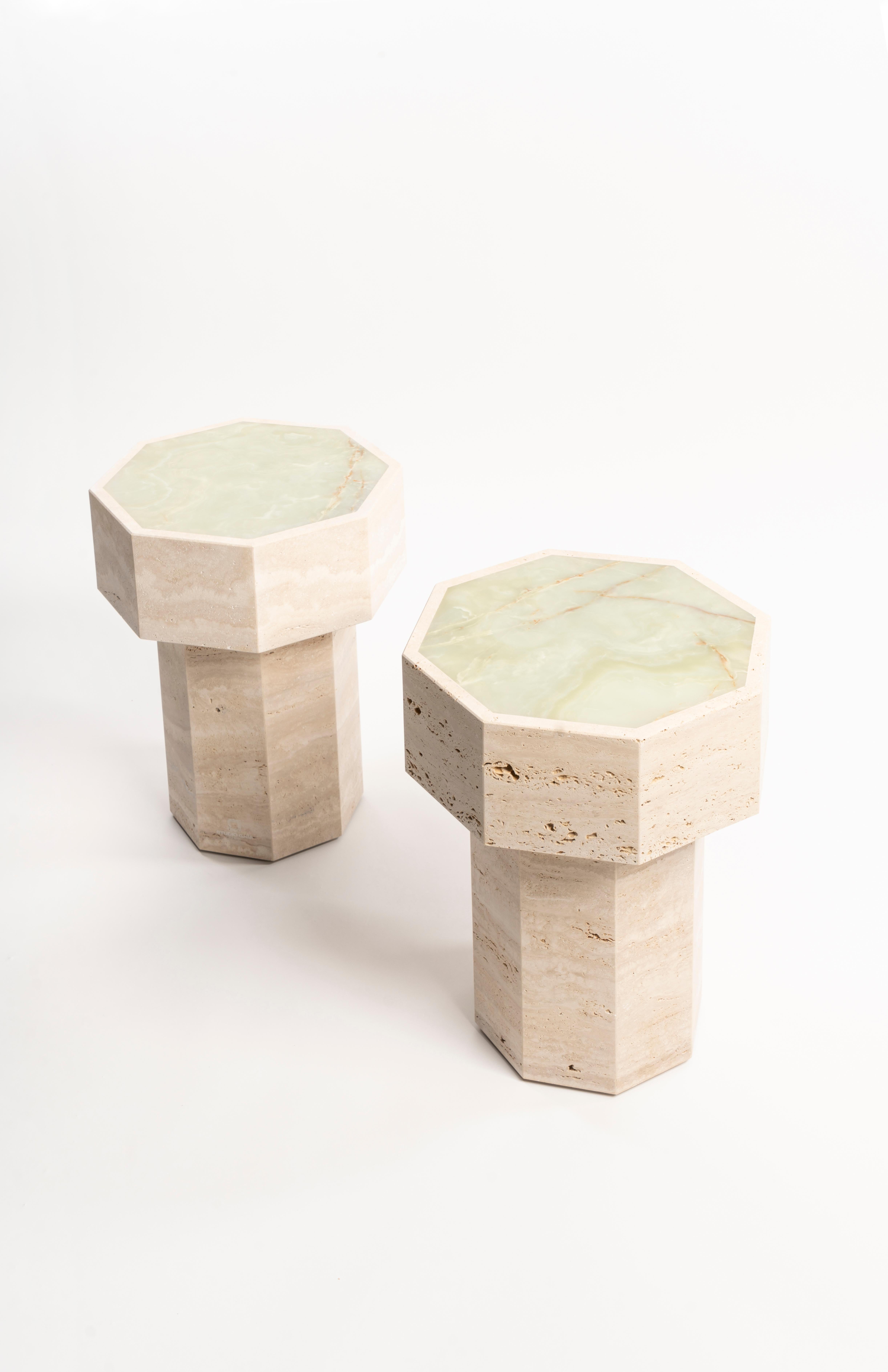 XXIe siècle et contemporain Table d'appoint Gisèle en Onyx vert par Studio Gaïa en vente