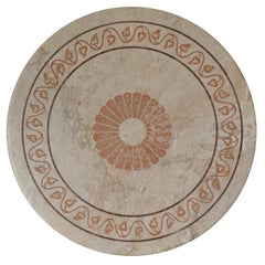 Wrought iron Side Table with Travertine round Top Handcrafted in Italy Cupioli