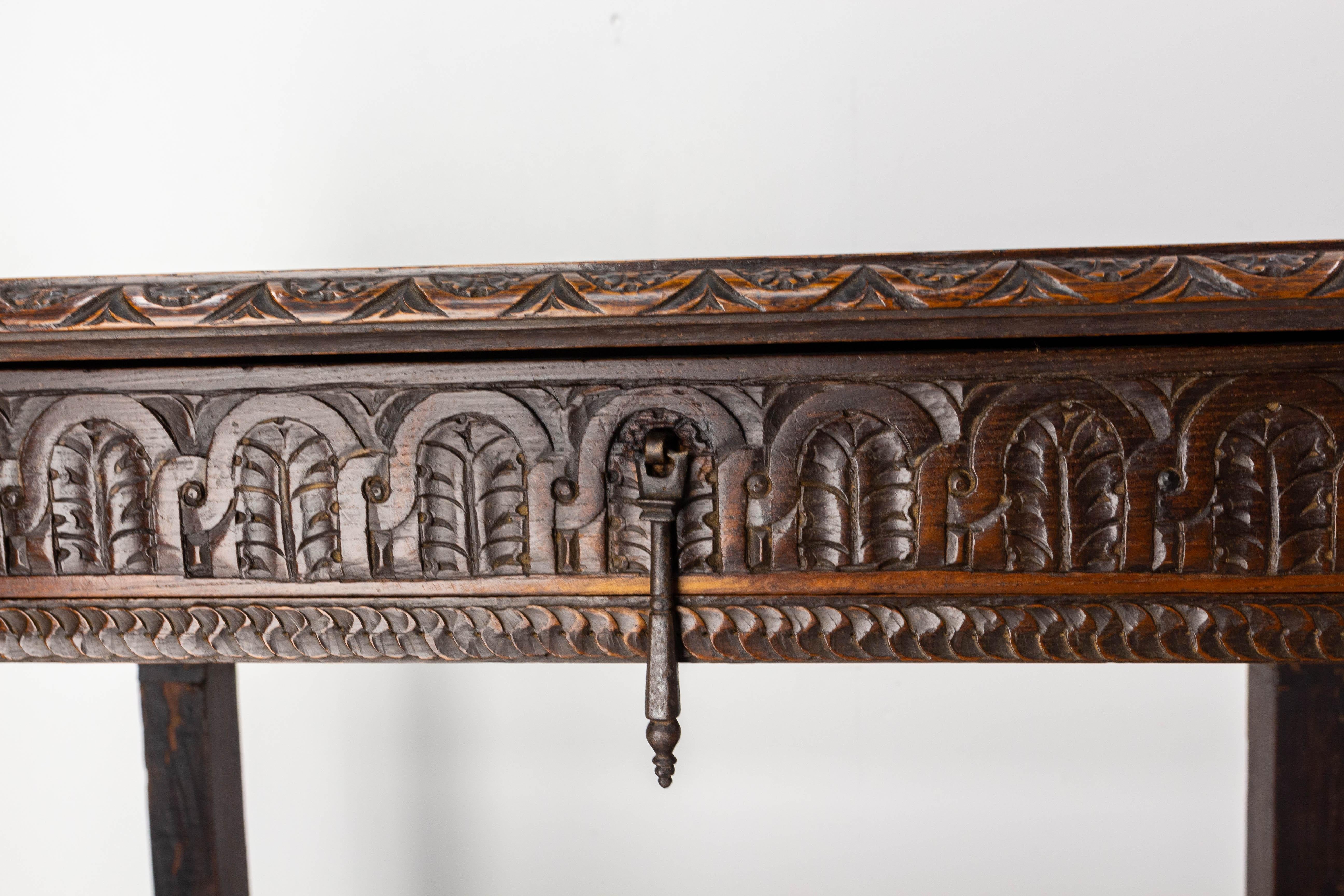 Side Table Hall or Console Oak Table Spanish Colonial Revival, circa 1890 For Sale 6