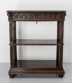 Side Table Hall or Console Oak Table Spanish Colonial Revival, circa 1890