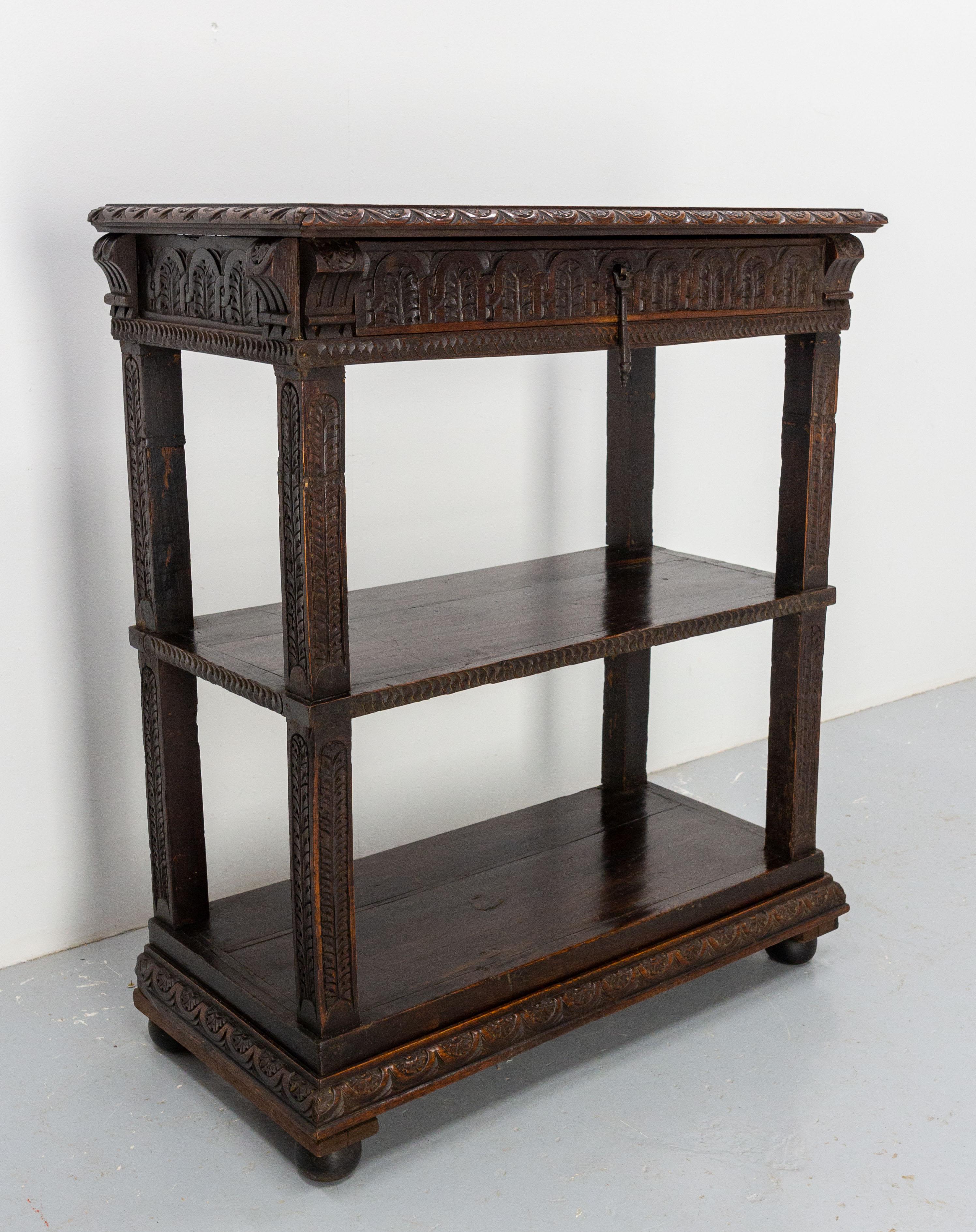 Late 19th Century Side Table Hall or Console Oak Table Spanish Colonial Revival, circa 1890 For Sale