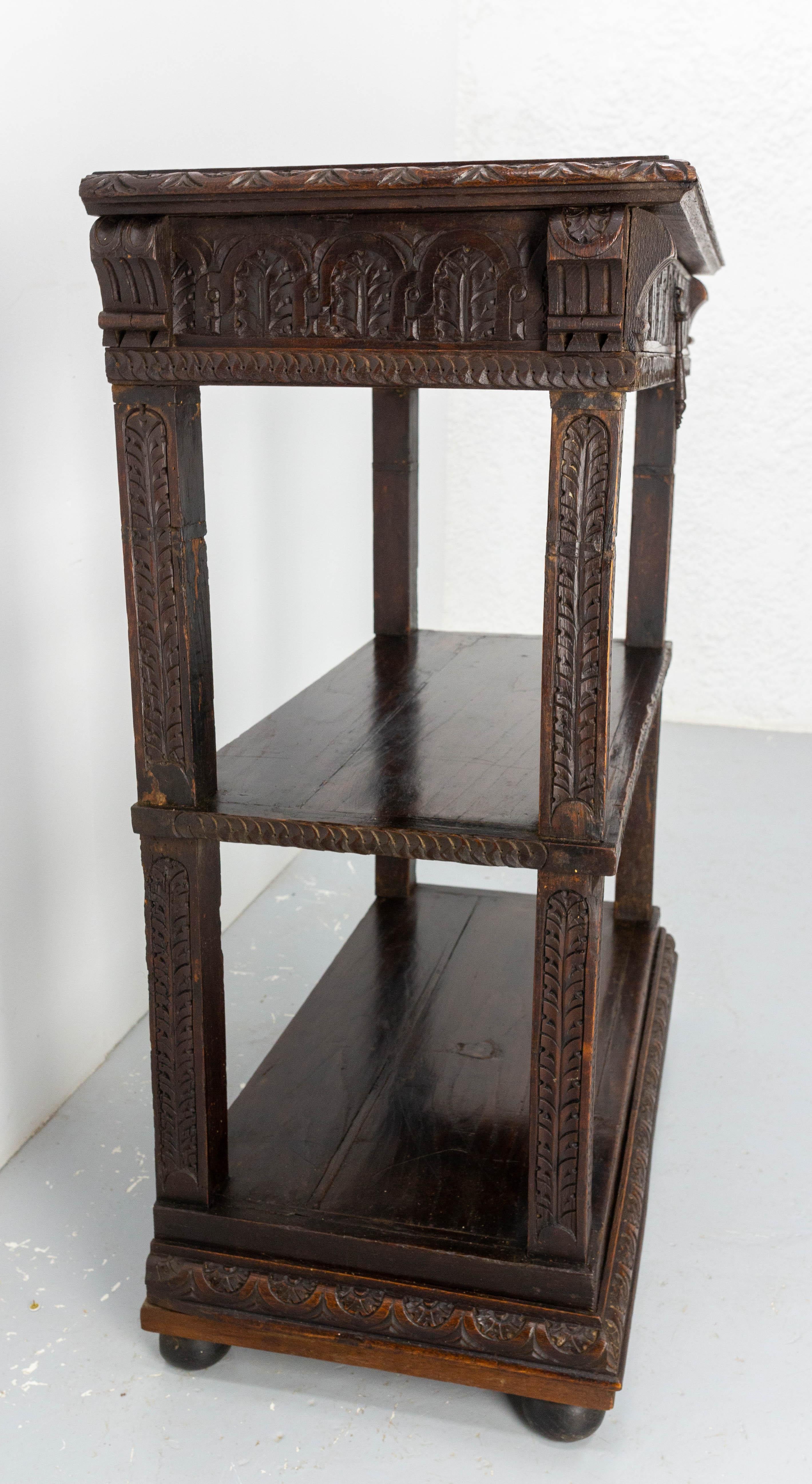 Side Table Hall or Console Oak Table Spanish Colonial Revival, circa 1890 For Sale 1