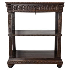 Antique Side Table Hall or Console Oak Table Spanish Colonial Revival, circa 1890