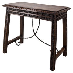 Side Table Hall or Console Table Alder and Iron Spanish Colonial Revival, C 1900