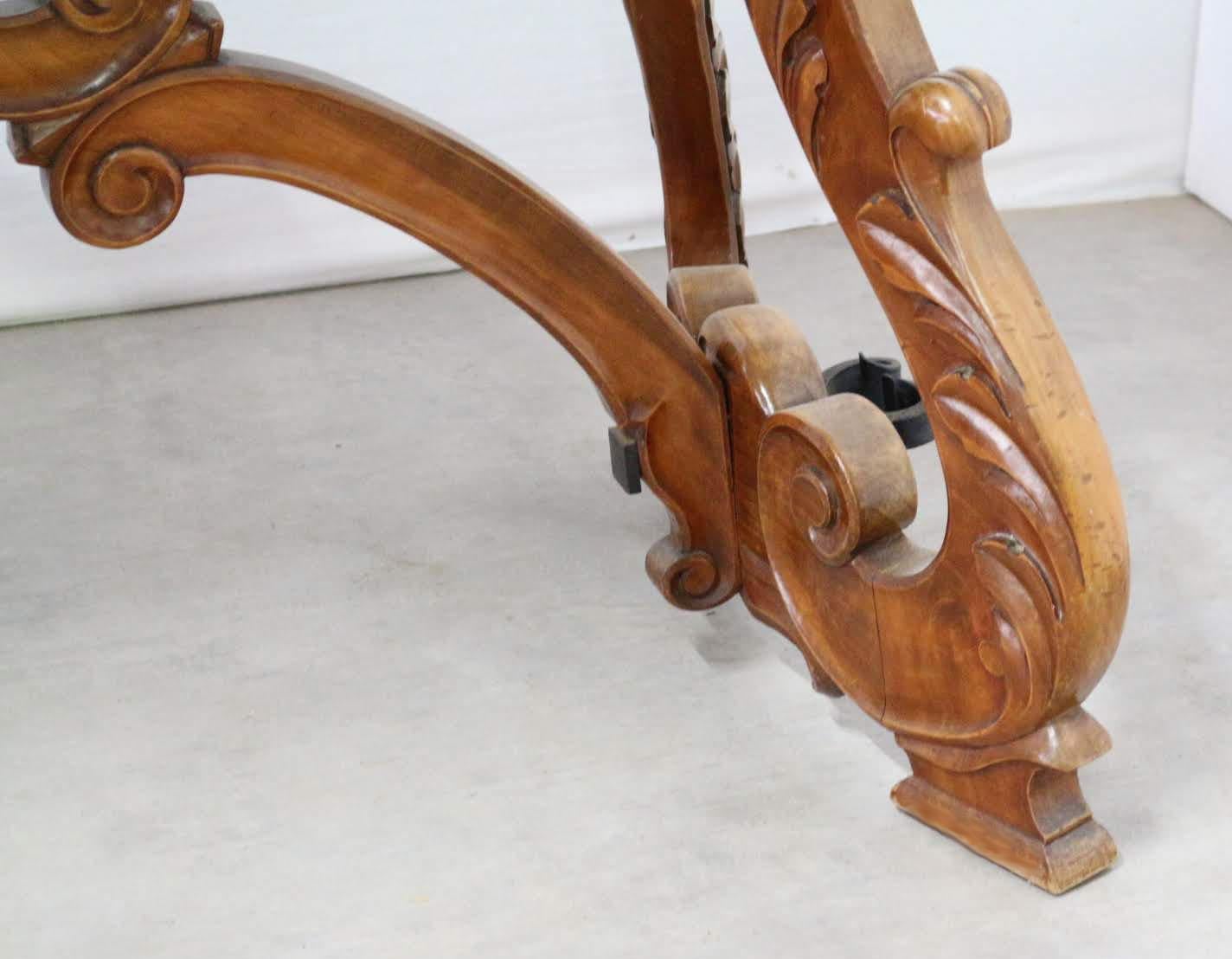 Side Table Hall or Console Table Carved Cherrywood Spanish Colonial Revival In Good Condition For Sale In Labrit, Landes