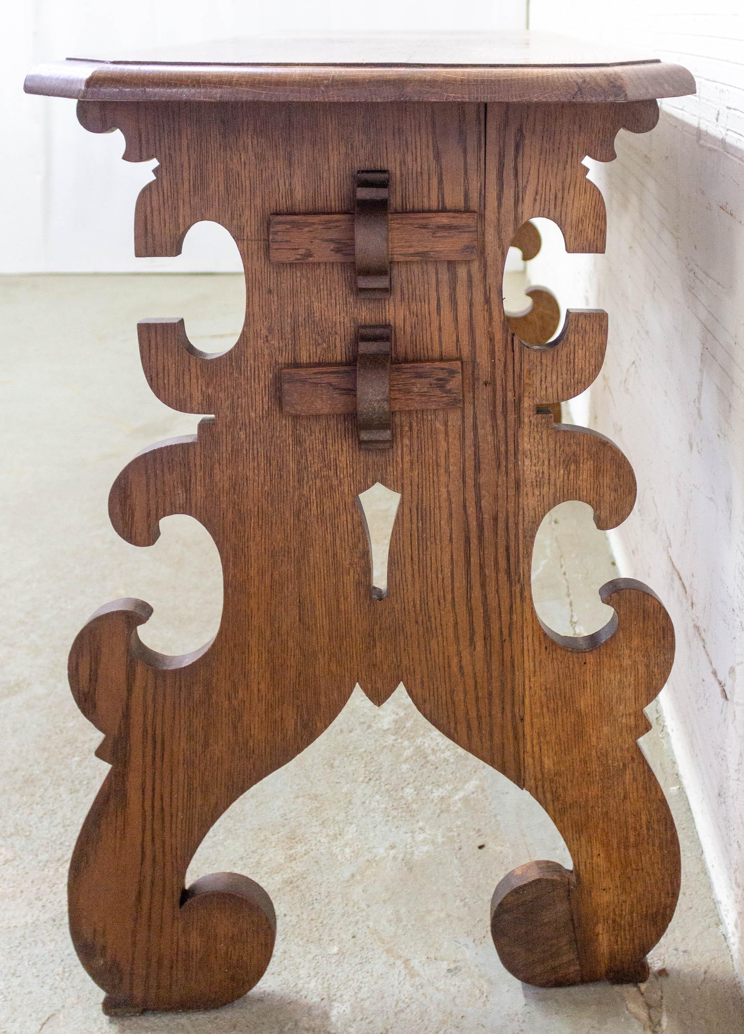 Mid-20th Century Side Table Hall or Console Table Carved Spanish Colonial Revival