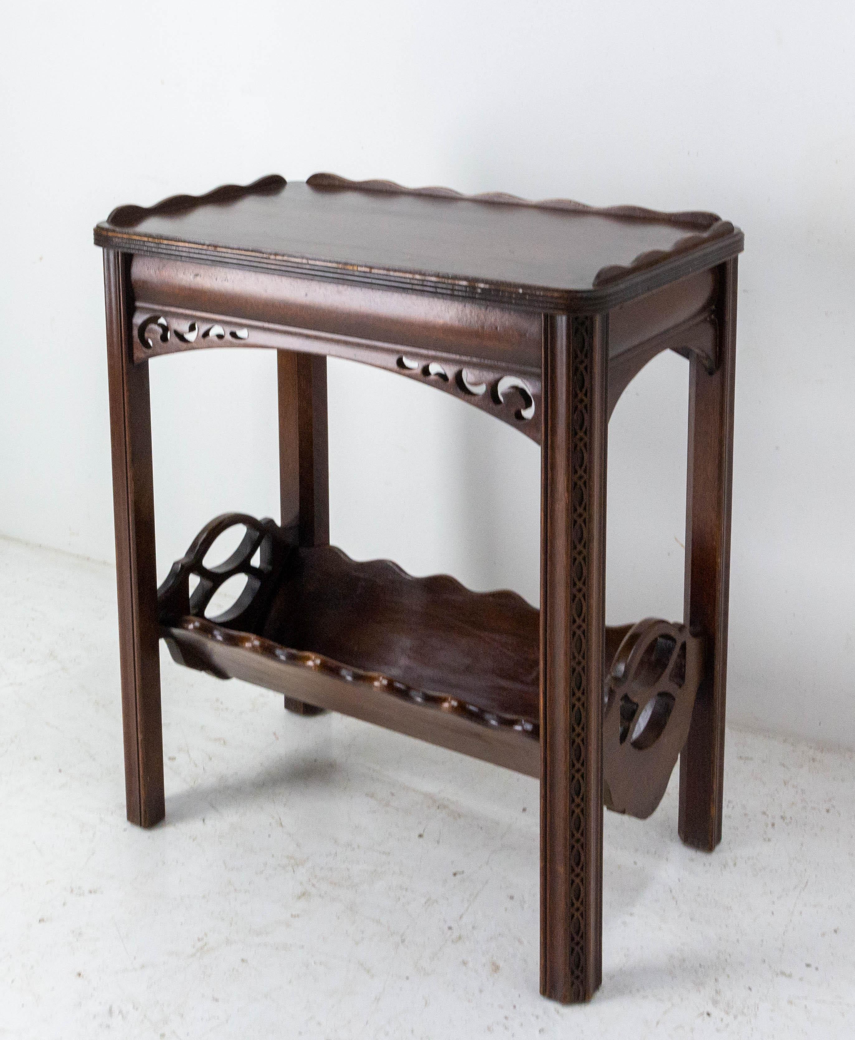 Mid-Century Modern Side Table Hall or Console Table with Magazine Rack Asian, c. 1950 For Sale