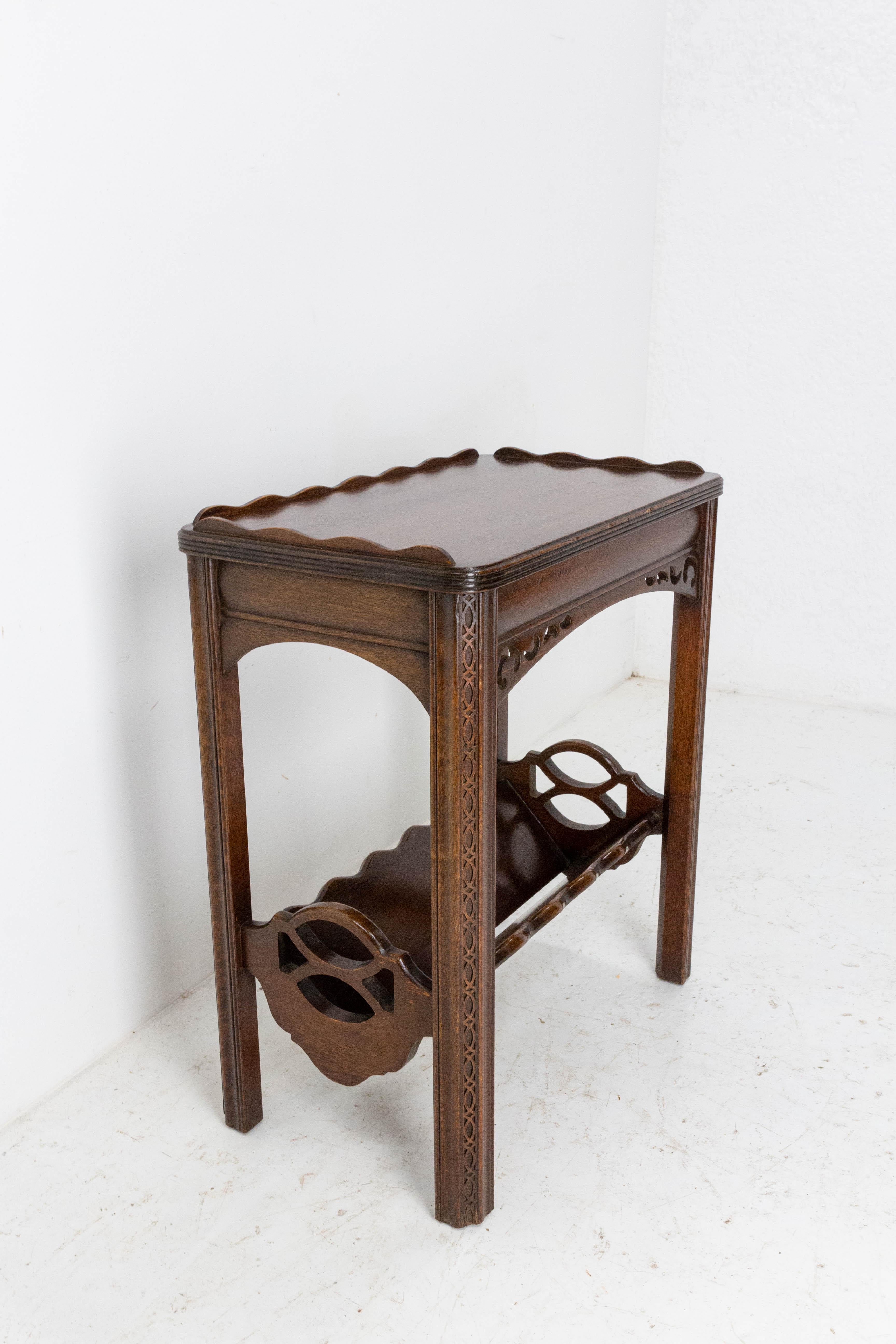 Side Table Hall or Console Table with Magazine Rack Asian, c. 1950 In Good Condition For Sale In Labrit, Landes