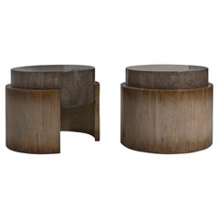 Handmade Modern Side Table, High Gloss Wood, 60cm Diameter, Europe