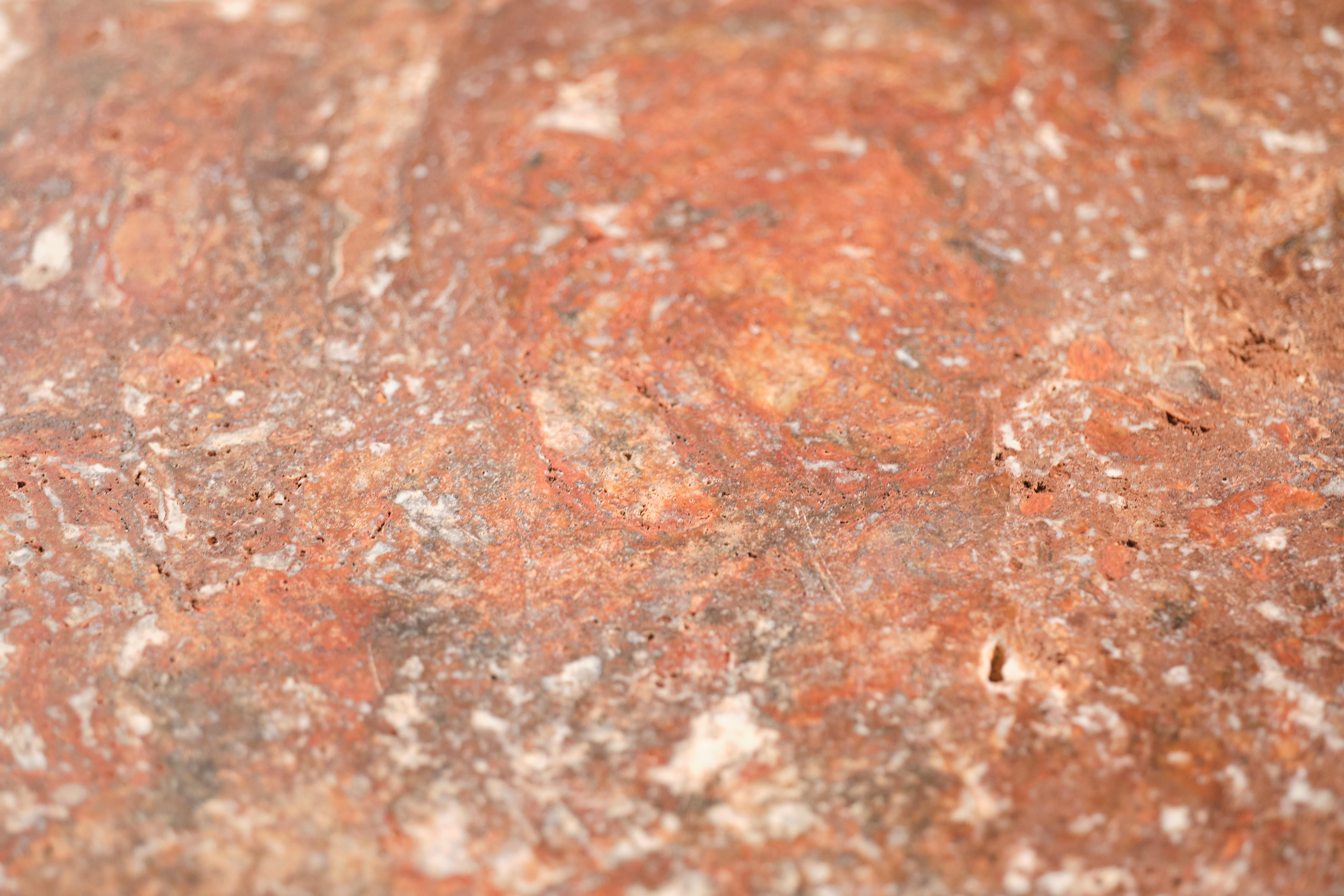 Contemporary Side Table in Rusty Red Travertine 