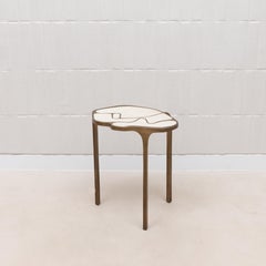 Side Table in Antique Natural Shagreen with Bronze Patina Brass by R&Y Augousti