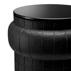 Side Table in Black Finish with Black Glass